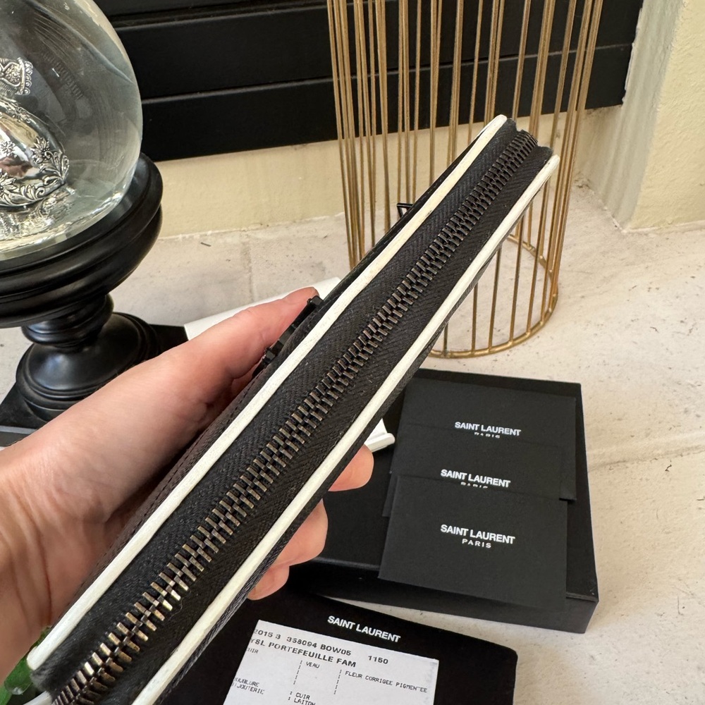 SOLD - 💎AUTH YSL Saint Laurent Monogram Zip Around Wallet Black - Picture 7 of 14